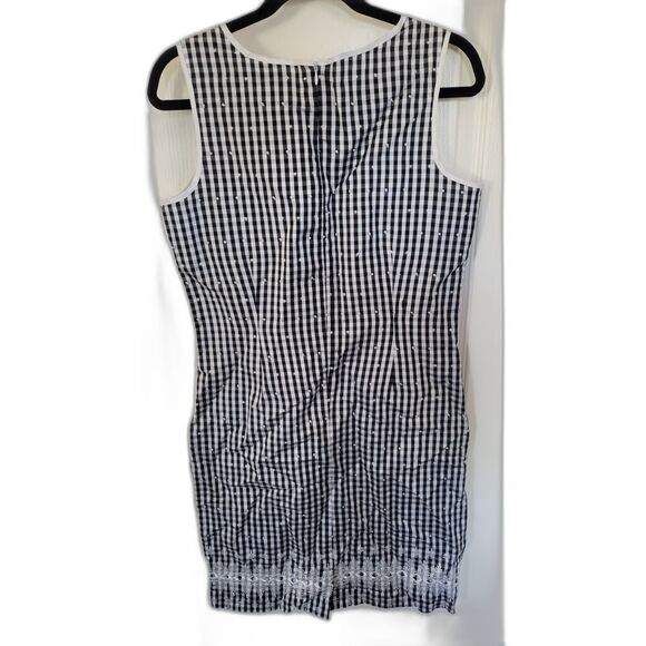 Women's Anne Carson Silk Gingham Embroidered Dress - Picture 2 of 3